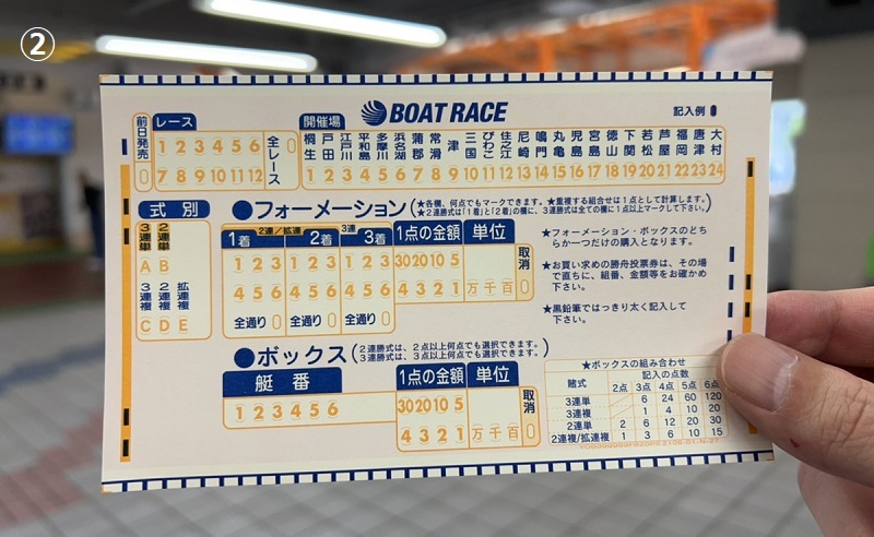 ボートレース平和島のフォーメーション・ボックス投票カード②